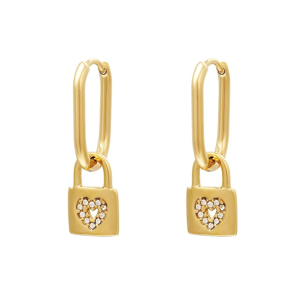 Oorbellen Love Slotje Goud