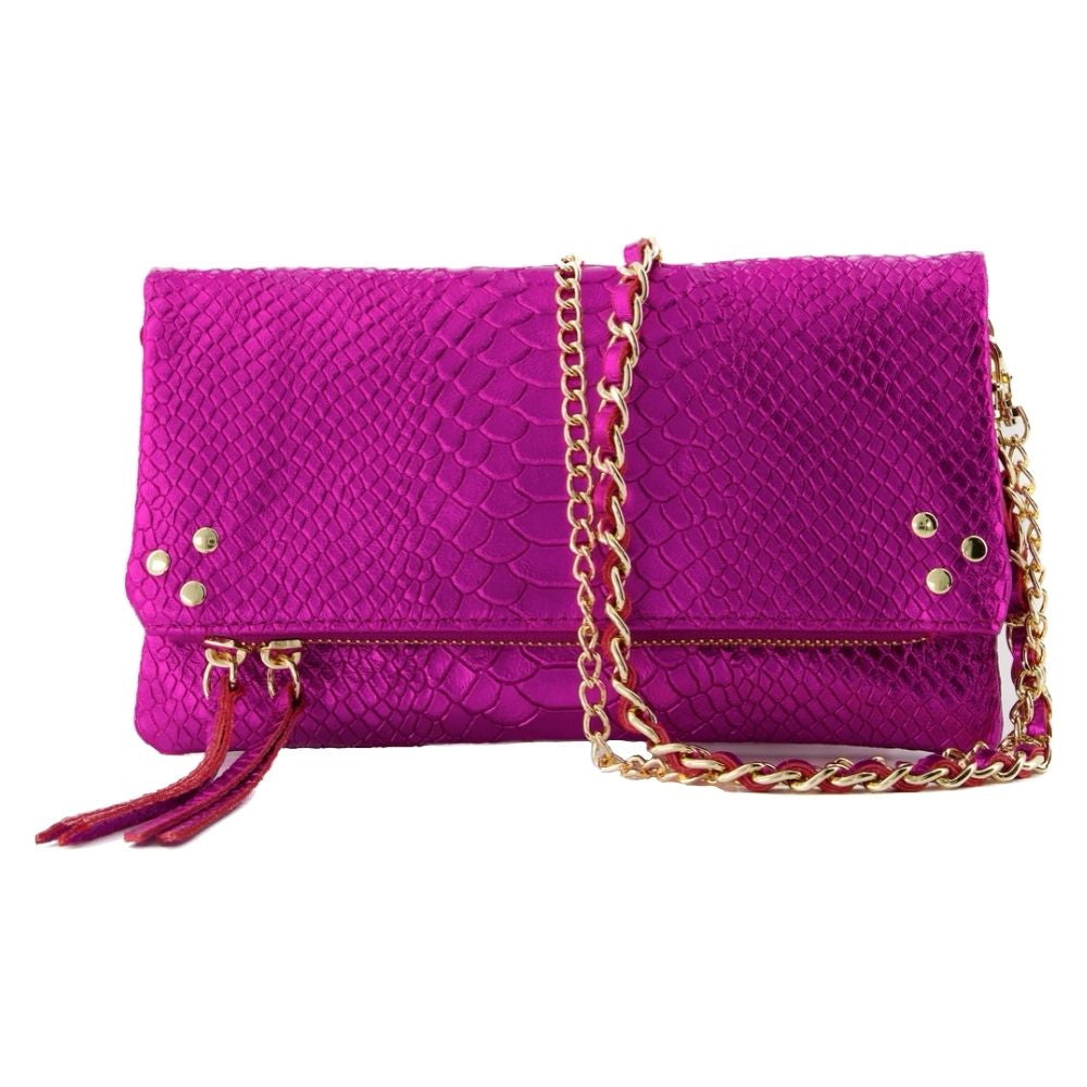 Volly Lederen Tas Metallic Fuchsia