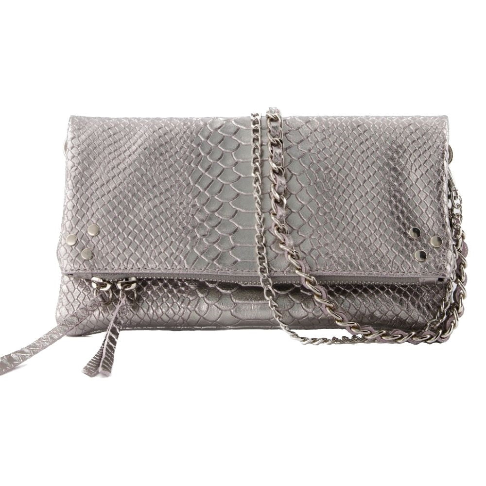 Volly Lederen Tas Metallic Zilver