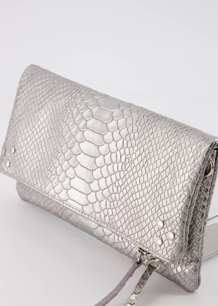 Volly Lederen Tas Metallic Zilver