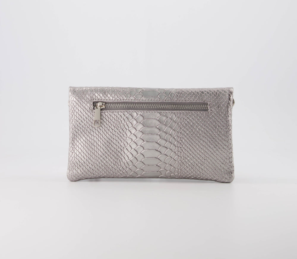 Volly Lederen Tas Metallic Zilver