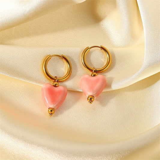 Oorbellen Roze Hartjes Goud