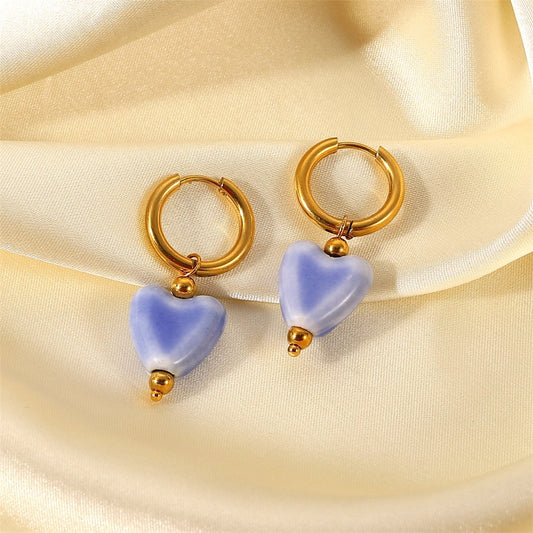 Oorbellen Paars Hartjes Goud