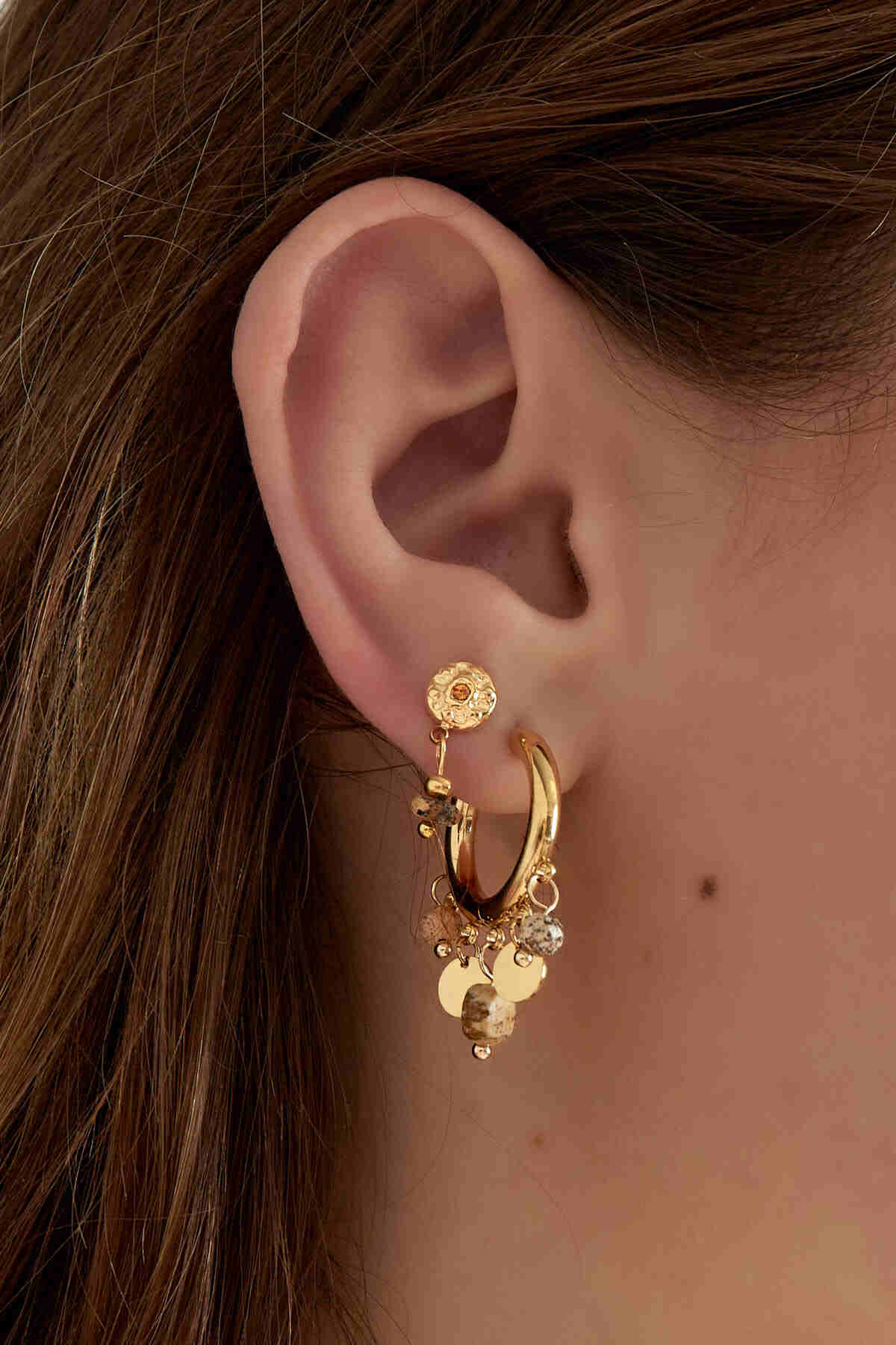 Classic natural stone Oorbellen Roze Goud