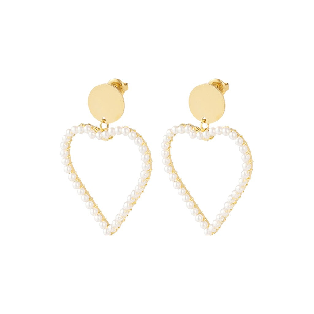 Oorbellen Pearly Heart Goud