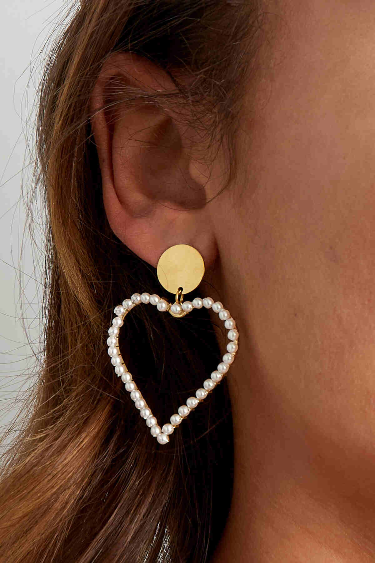 Oorbellen Pearly Heart Zilver