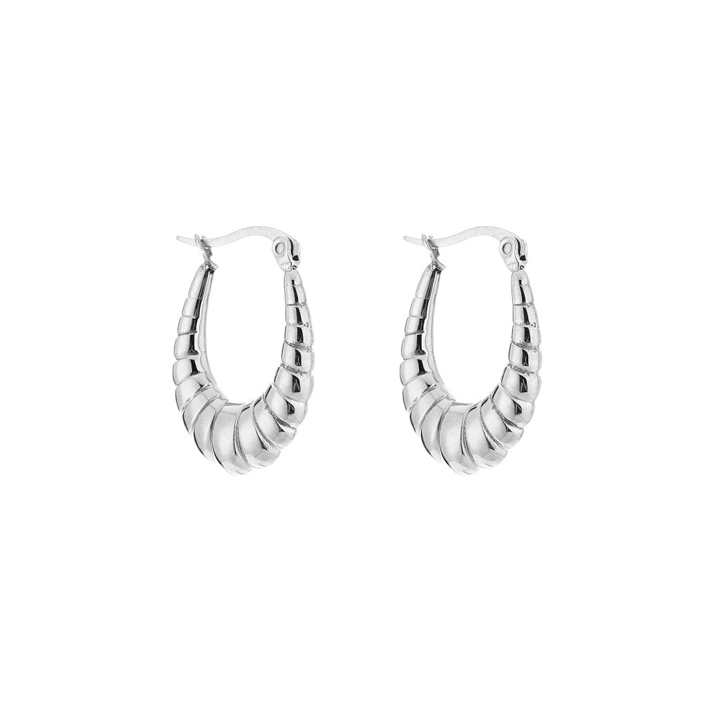 Textured Oval Hoops Zilver